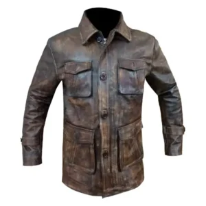 Antique Brown Vintage Distressed Retro Leather Biker Jacket
