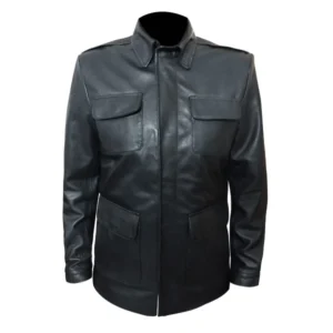 Black Genuine Leather coat for men