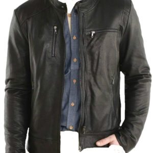 Black Leather Jacket Motorcycle Fashion Jacket