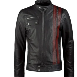 Black and Red Slim fit Stylish leather jacket