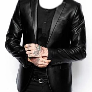 MEN'S GENUINE REAL LEATHER BLAZER TWO BUTTON SLIM FIT COAT