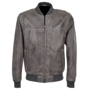 Mens Biker Moto distressed Brown Bomber leather jacket