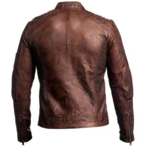 Mens Vintage Biker Motorcycle Brown Cafe Racer Leather Jacket