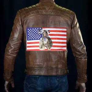 NATIVE AMERICAN BROWN VINTAGE LEATHER JACKET