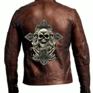Mens Vintage Biker Motorcycle Distressed Brown Cafe Racer Brotherhood Leather Jacket (Copy)