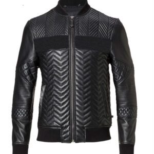 Black Bomber Leather stylish Jacket