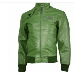 green bomber leather jacket